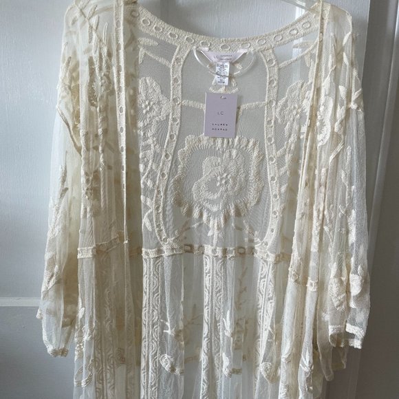 LC Lauren Conrad Tops - Lauren Conrad Sheer Duster NWT $50.00 Lace Kimono Cardigan